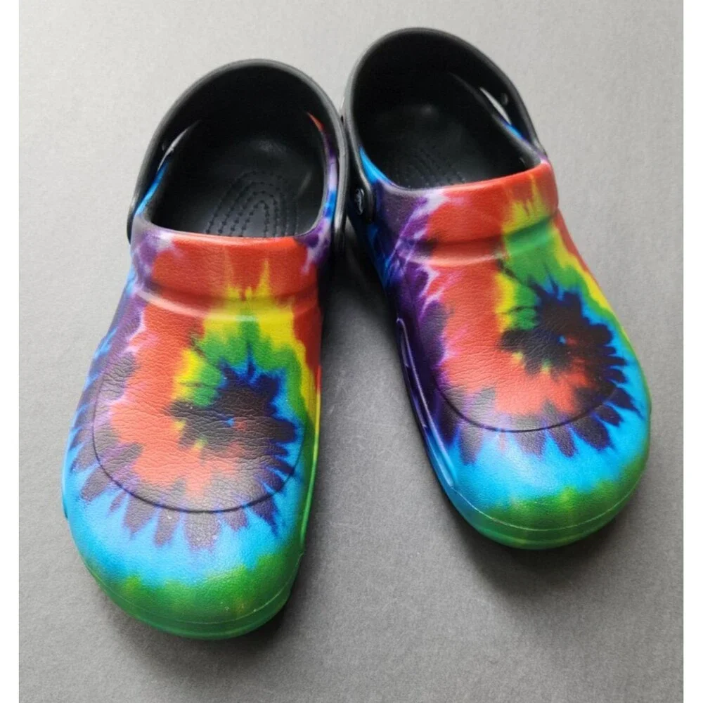 Crocs Bistro Clogs Mens 11 Tie Dye Groovy Non Slip Pride Work  Shoe Restaurant